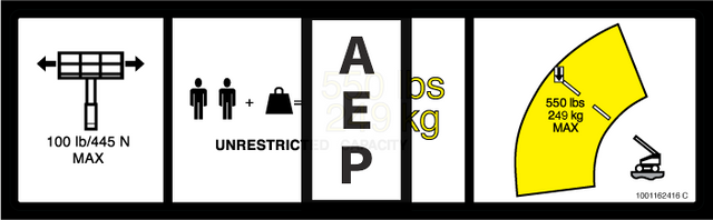 JLG 1001162416 Decal 550Lbs Max Capacity