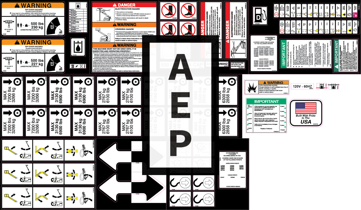 JLG 1001198647 Decal Kit Service E M400 450 Decal