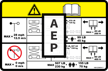 JLG 1001239684 Decal Capacity 507Lb 230Kg