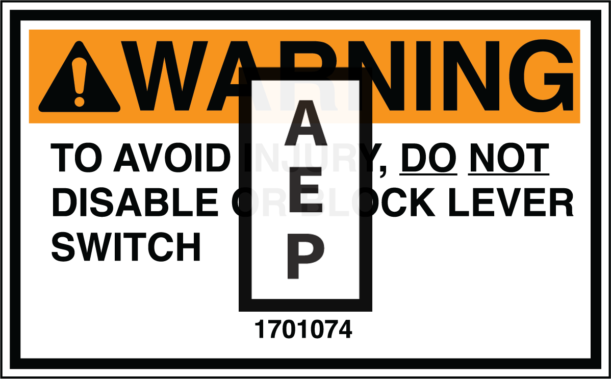 JLG 1701074 Decal Warning