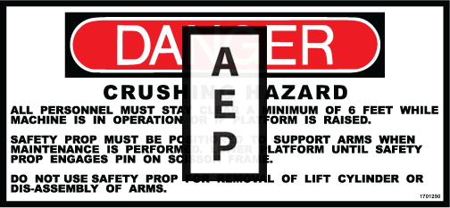 JLG 1701250 Decal Danger