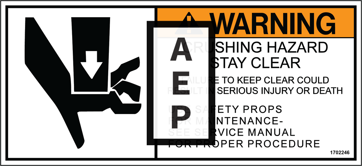 JLG 1702246 Decal Crush Hazard