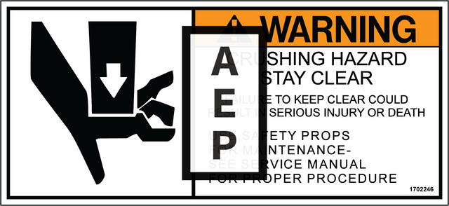 JLG 1702246 Decal Crush Hazard