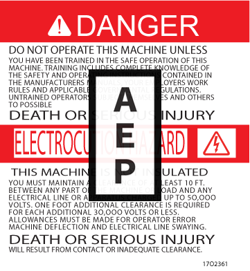 JLG 1702361 Decal Elec Hazard