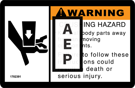 JLG 1702391 Decal Crushing Hazard