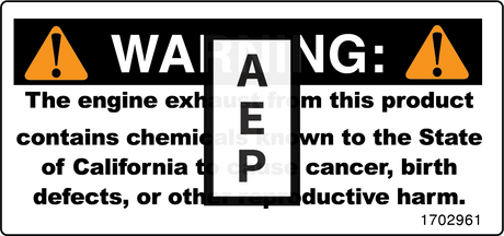 JLG 1702961 Decal Warning Prop 65 Gas