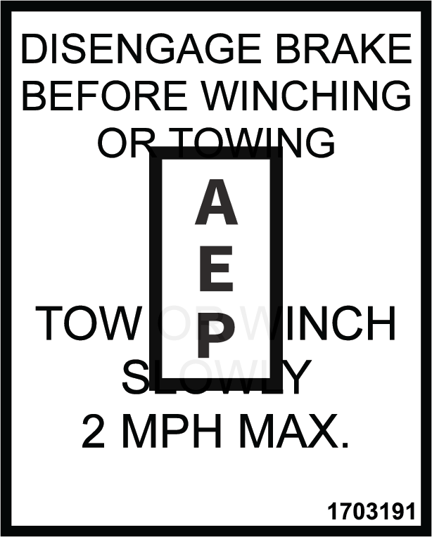 JLG 1703191 Decal Winching Towing
