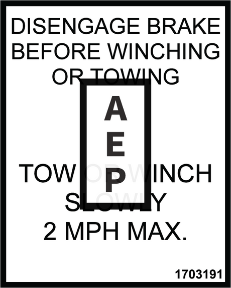 JLG 1703191 Decal Winching Towing