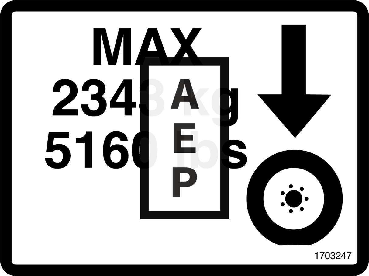 JLG 1703247 Decal Max Whl Load