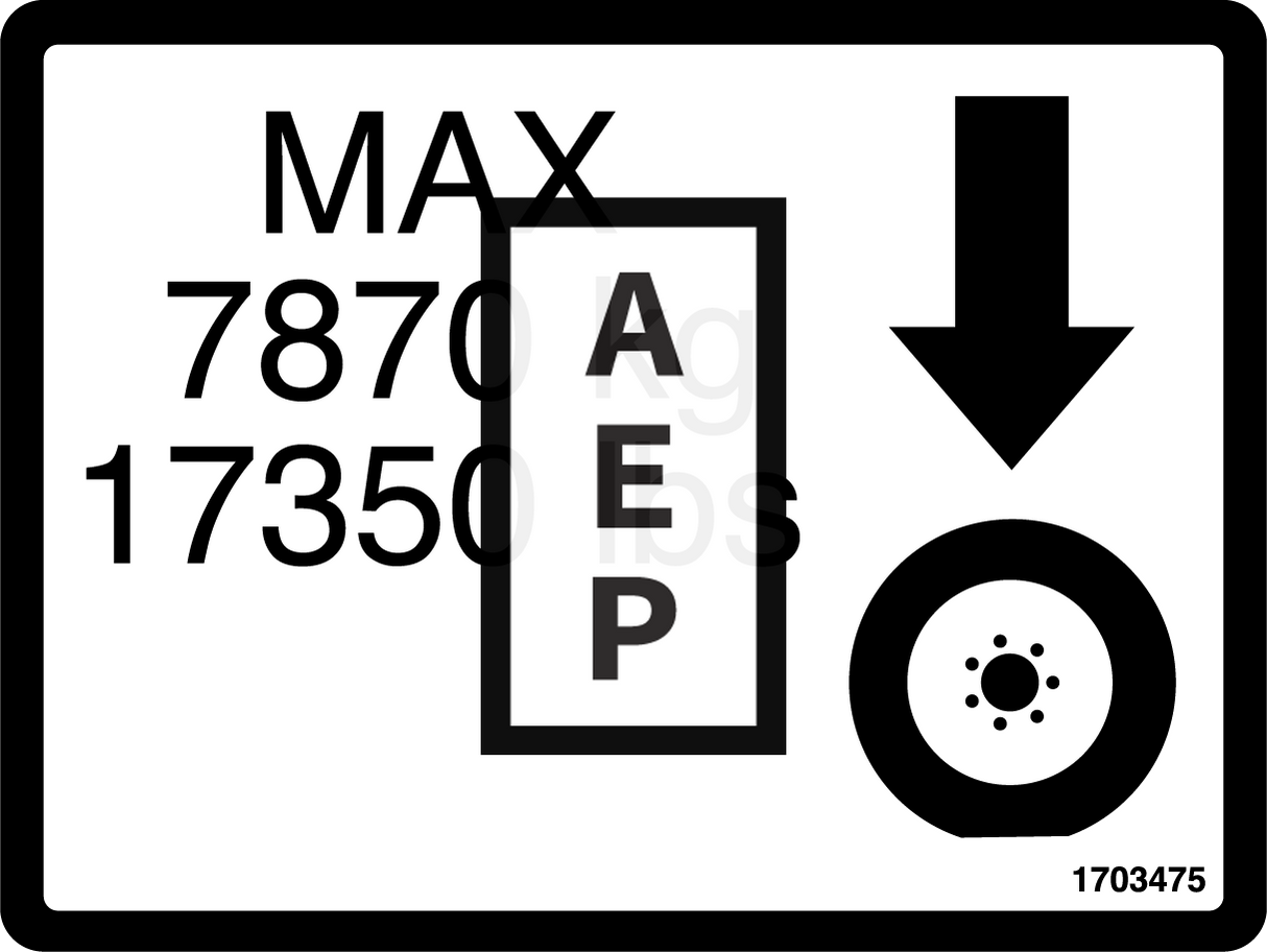 JLG 1703475 Decal Max Tire Load