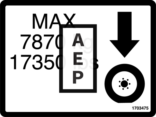 JLG 1703475 Decal Max Tire Load