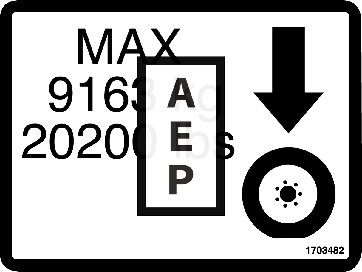 JLG 1703482 Decal Max Tire Load
