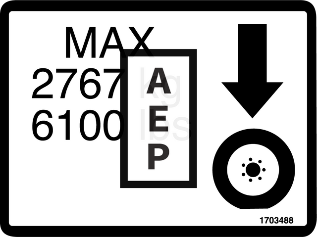 JLG 1703488 Decal Max Tire Load