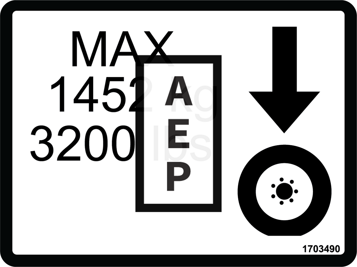 JLG 1703490 Decal Max Tire Load | Aerial Safety Labels