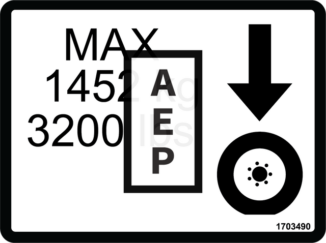 JLG 1703490 Decal Max Tire Load