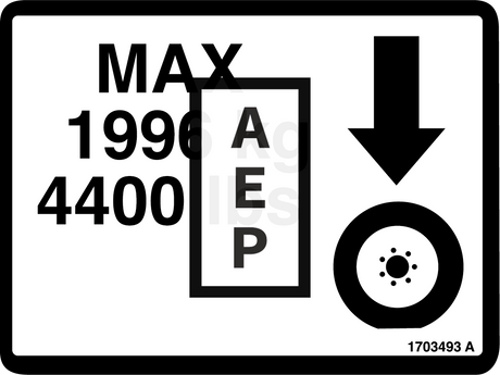 JLG 1703493 Decal Max Whl Load