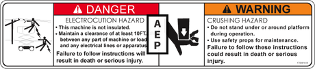 JLG 1703818 Decal Warning Crush Hazard