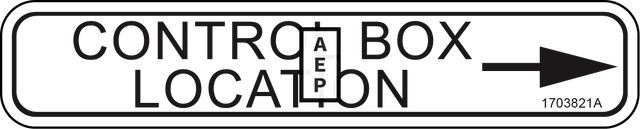 JLG 1703821 Decal Control Box Location