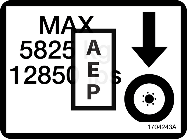 JLG 1704243 Decal Max Wheel Load
