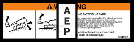 JLG 1704468 Decal Mach Motion Hazard
