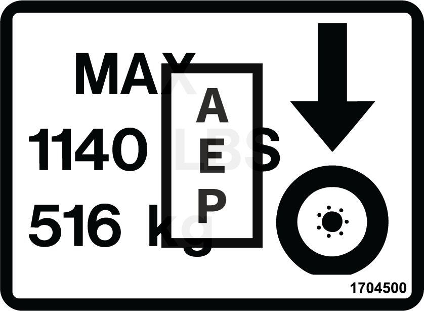JLG 1704500 Decal Wheel Loadd L B J Chi