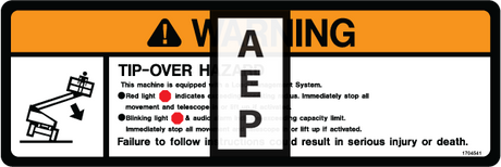 JLG 1704541 Decal Warning Tip Over Hazard