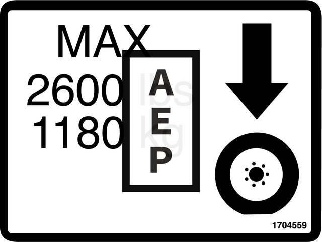JLG 1704559 Decal Max Tire Load