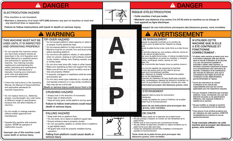 JLG 1704684 Decal Danger Warningeng Fre