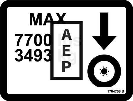 JLG 1704708 Decal 7700Lbs Tire Load