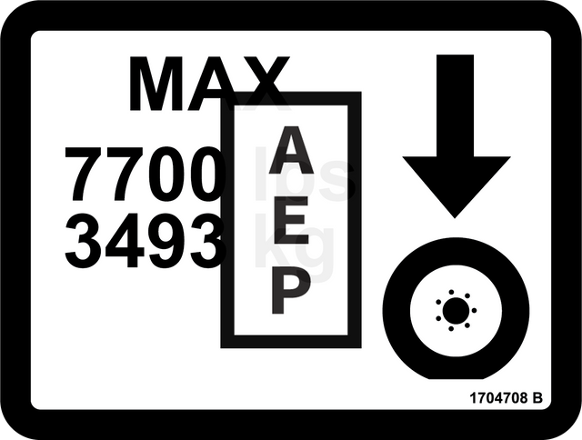 JLG 1704708 Decal 7700Lbs Tire Load