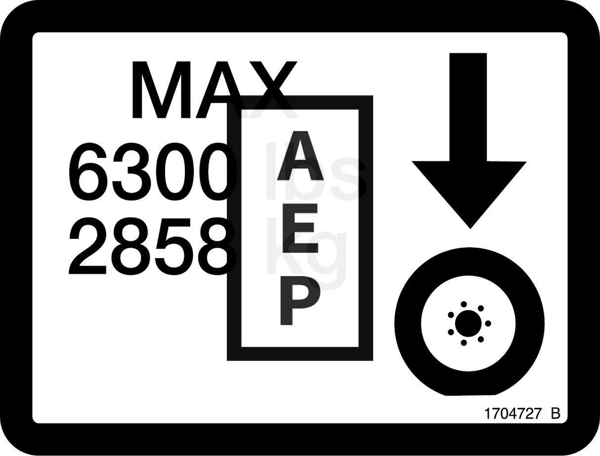 JLG 1704727 Decal Max Tire Load 6300#