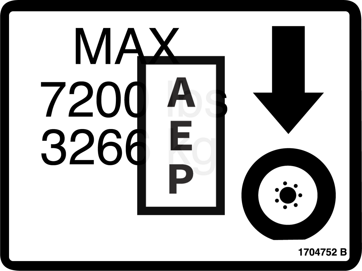JLG 1704752 Decal Max Tire Load 7200# | Aerial Safety Labels