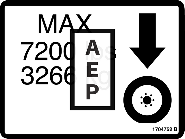 JLG 1704752 Decal Max Tire Load 7200#