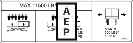 JLG 1705021 Decal Cap1500Lb 681Kgext