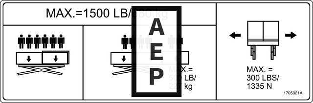 JLG 1705021 Decal Cap1500Lb 681Kgext