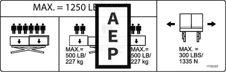 JLG 1705022 Decal Cap 1250Lb 568Kg Dual