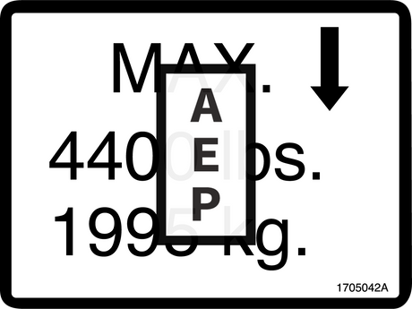 JLG 1705042 Decal Max Load Jacks
