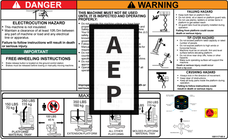 JLG 1705046 Decal Warning Instruction