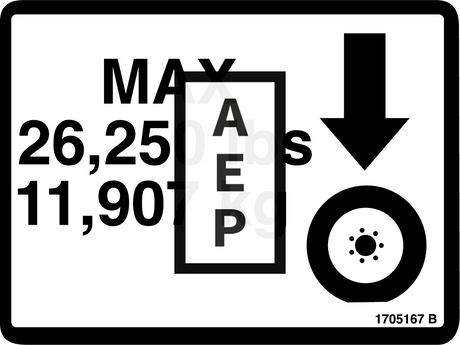 JLG 1705167 Decal 26250 Max Tire Load