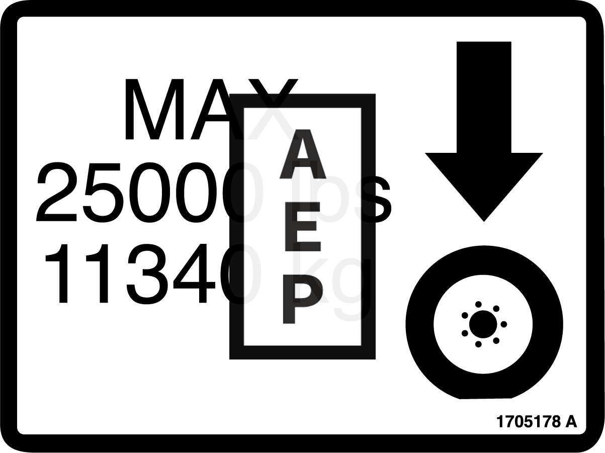 JLG 1705178 Decal Max Tire Load 25000#