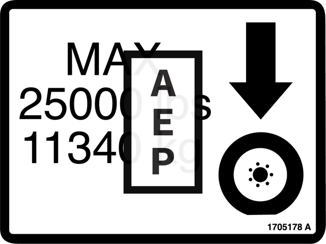 JLG 1705178 Decal Max Tire Load 25000#
