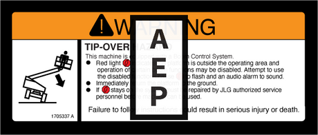 JLG 1705337 Decal Tip Overbcs1350Sjp