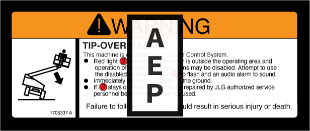 JLG 1705337 Decal Tip Overbcs1350Sjp