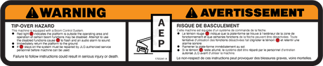 JLG 1705341 Decal Tip Over Bcseng Fre