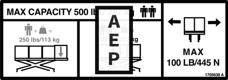 JLG 1705638 Decal Capacity 500Lb 230 Kg