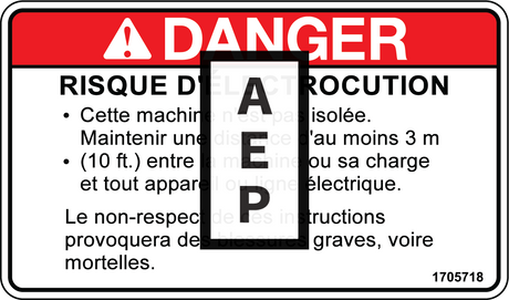 JLG 1705718 Decal Warning Elect Csa