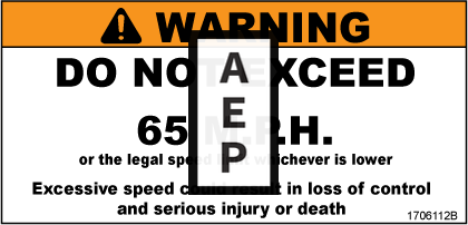 JLG 1706112 Decal Speed Limit