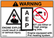 JLG 1706300 Decal Ether Warning