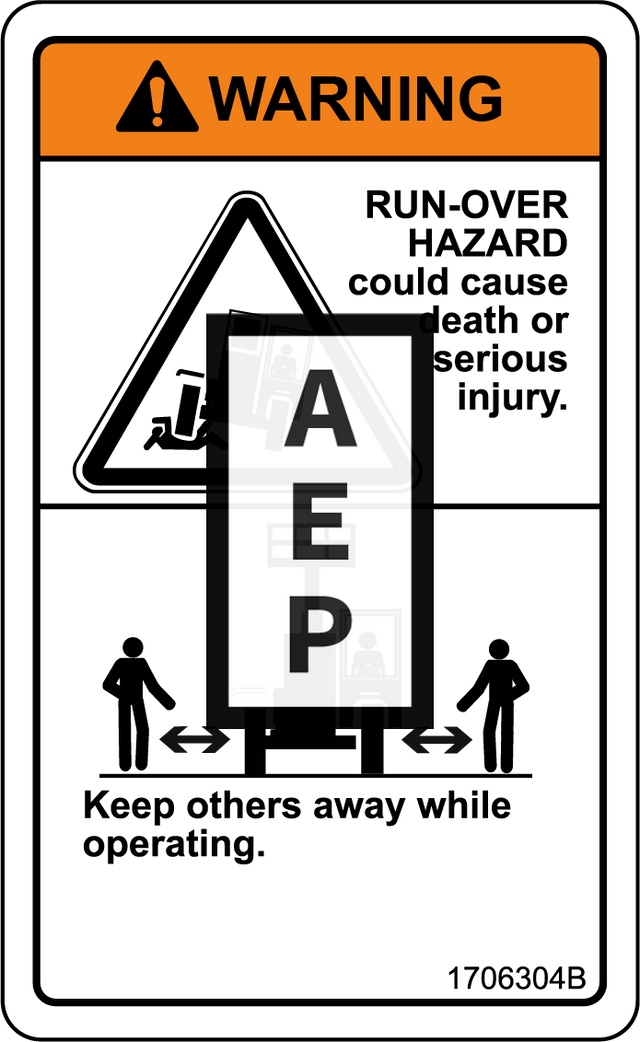 JLG 1706304 Decal Run Over Hazard