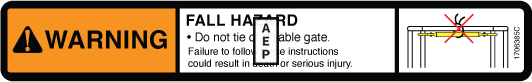 JLG 1706385 Decal Drop Bar | Aerial Safety Labels